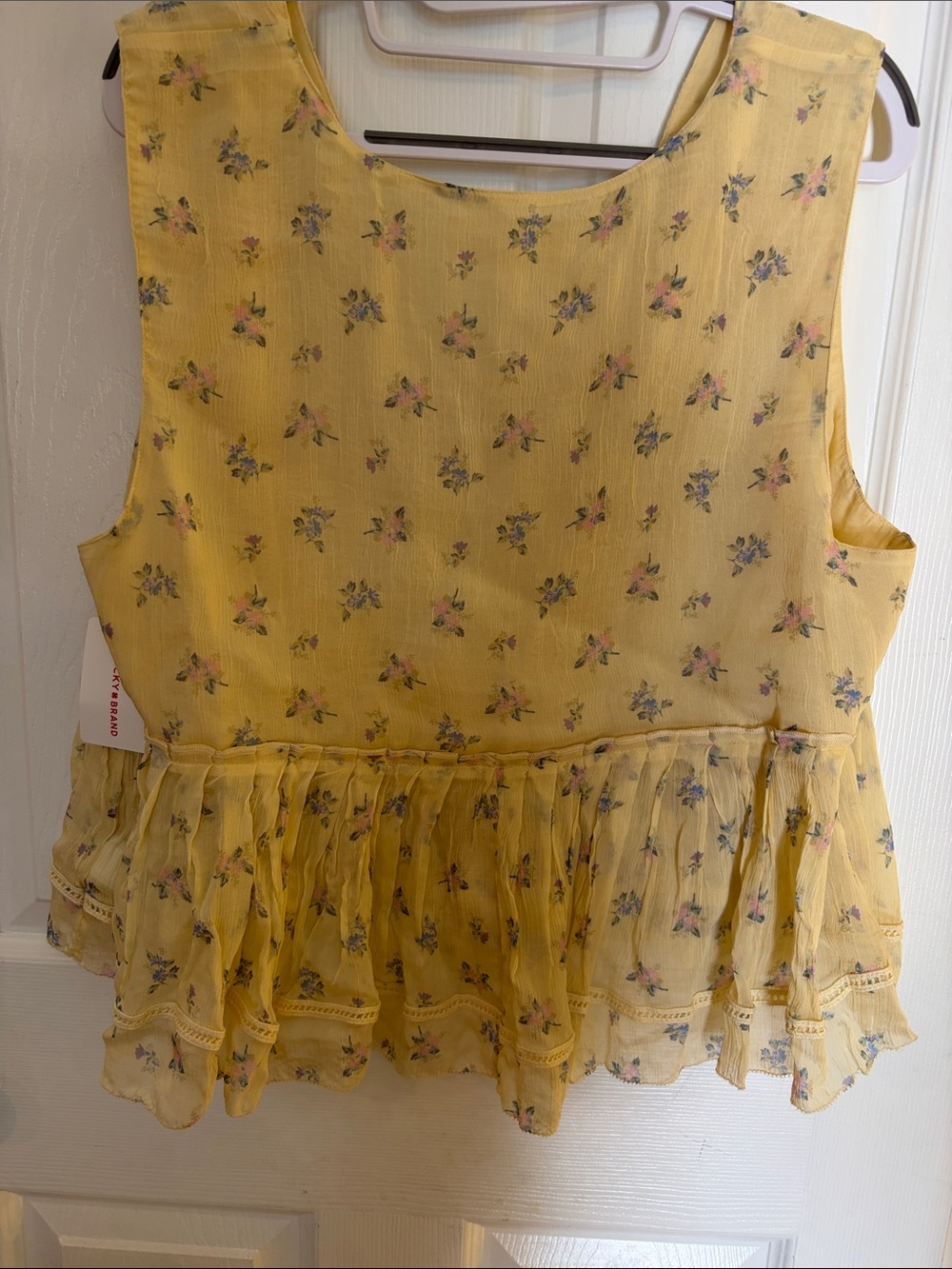 Lucky Brand Pale Yellow Floral Tiered V-Neck Tank - Picture 4 of 5